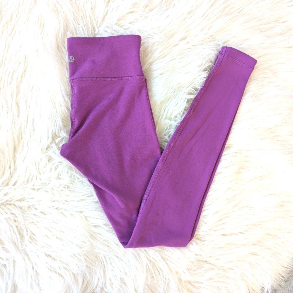 Lululemon Reversible Leggings Magenta Black Hidden Pocket Size 4